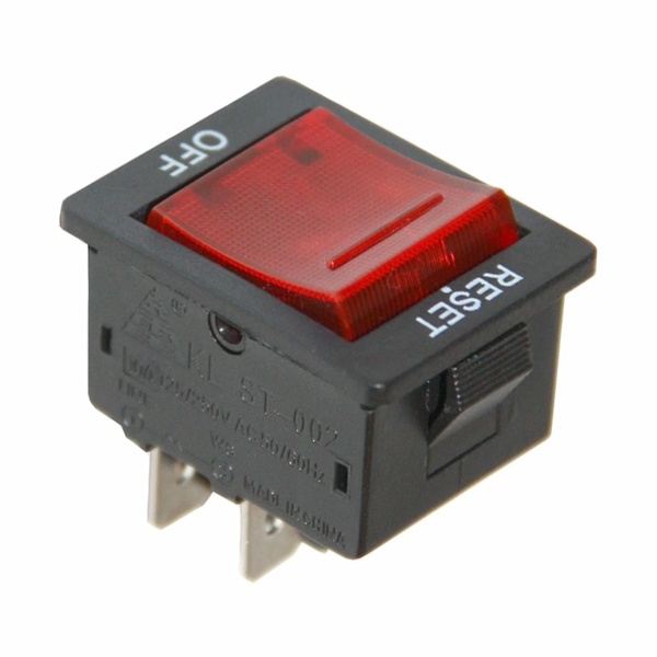 Выключатель-автомат клавишный 250V 10А (4с) RESET-OFF красный с подсветкой REXANT