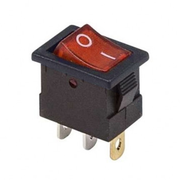 Выключатель клавишный 12V 15А (3с) ON-OFF красный с подсветкой Mini REXANT