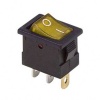 Выключатель клавишный 12V 15А (3с) ON-OFF желтый с подсветкой Mini REXANT