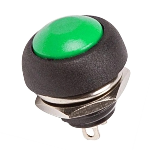 Выключатель-кнопка 250V 1А (2с) (ON)-OFF без фиксации зеленая Micro REXANT