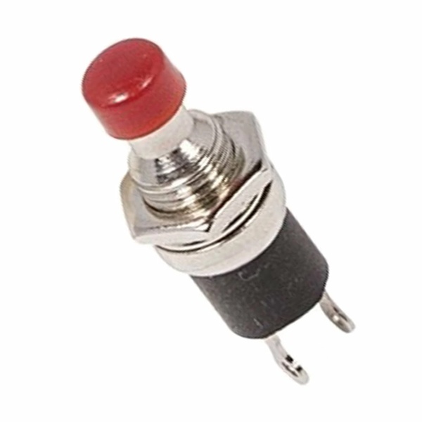 Выключатель-кнопка металл 220V 2А (2с) (ON)-OFF d7.2 красная Micro REXANT