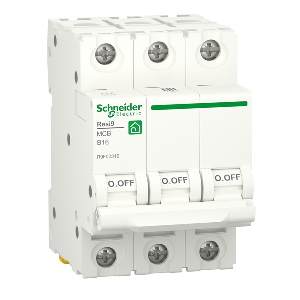 Автоматический выключатель Schneider Electric RESI9 3П 16А В 6кА 230В 3м (автомат электрический)
