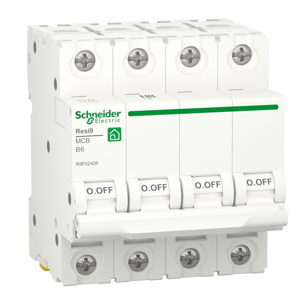 Автоматический выключатель Schneider Electric RESI9 4П 6А В 6кА 230В 4м (автомат электрический)