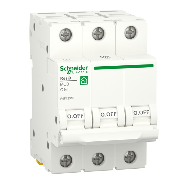 Автоматический выключатель Schneider Electric RESI9 3П 16А С 6кА 230В 3м (автомат электрический)