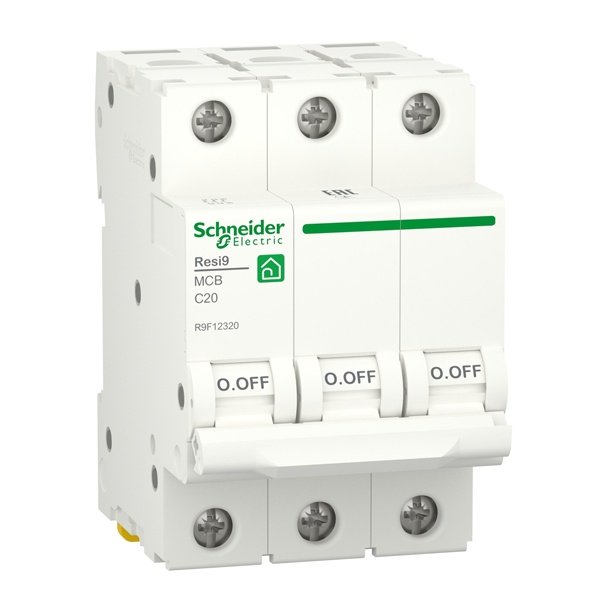 Автоматический выключатель Schneider Electric RESI9 3П 20А С 6кА 230В 3м (автомат электрический)