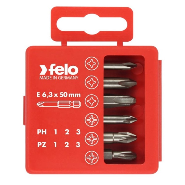 Набор бит PZ1-3 и PH1-3 50 мм 6 шт в упаковке Felo Industrial