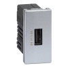 Зарядное устройство 1 модуль USB тип А 5VDC 1,5А 22,5х45мм Simon K45, алюминий