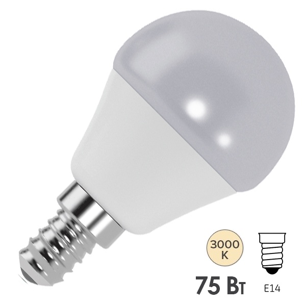 Лампа светодиодная шарик OSRAM LED Value LVCLP75 10SW/830 (75W) 230V E14 800Lm 89x46,8mm