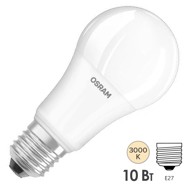 Лампа светодиодная OSRAM LED Value LVCLA75 10SW/830 (75W) 230V E27 800Lm 113x60mm
