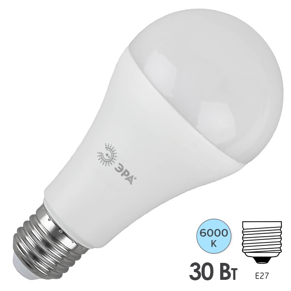 Лампа светодиодная груша ЭРА LED A65 30W 860 E27 холодный свет (5056396208938)