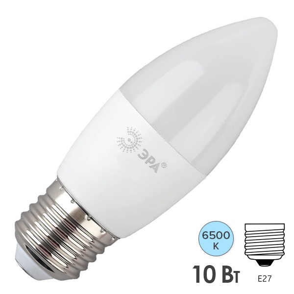 Лампа светодиодная свеча ЭРА RED LINE LED B35 10W 865 E27 R холодный свет (5056306085796)