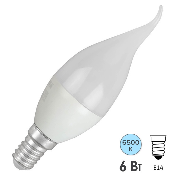 Лампа светодиодная свеча на ветру ЭРА LED BXS 6W 865 E14 R холодный свет (5056306085970)