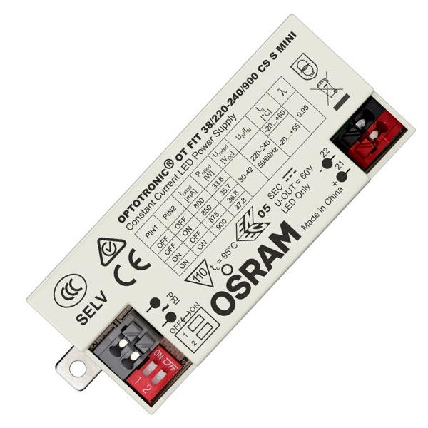 LED драйвер OSRAM OT FIT 38/220-240 800/850/875/900mA 27-37.8W 30-42V 87x35x22mm DIP-переключатель