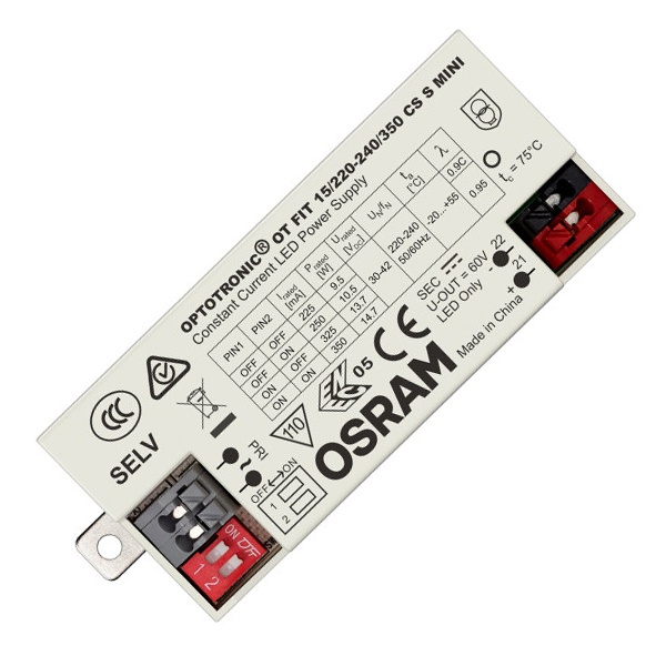 LED драйвер OT FIT 15/220…240 6,7-14,7W 30-42V 225/250/325/350мА DIP-переключатель Osram