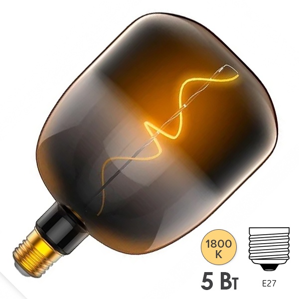 Лампа Gauss Filament V140 5W 200lm 1800К Е27 black-clear flexible LED