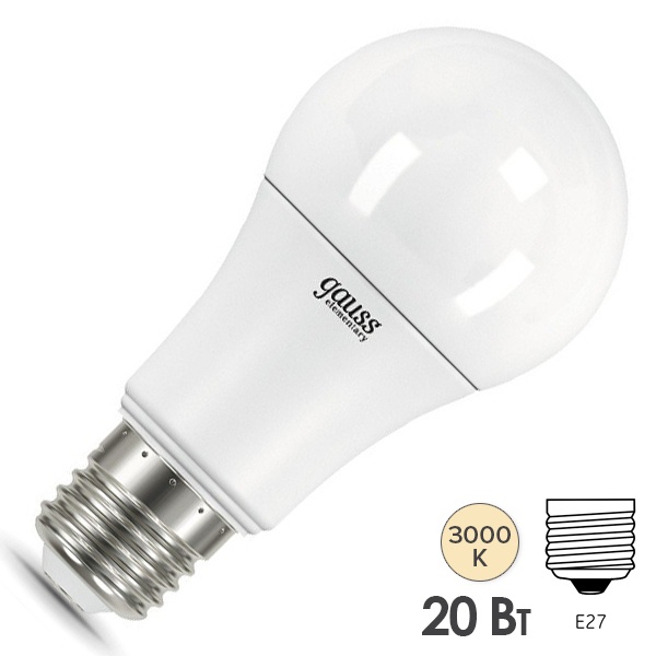 Лампа Gauss LED Elementary A60 20W 3000K E27 1520lm