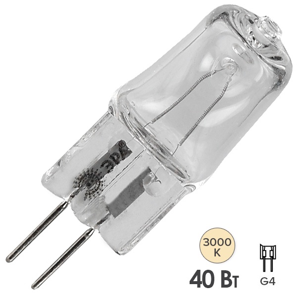 Лампа галогенная капсульная ЭРА JCD 40W 230V G4 CL (5055398609224)