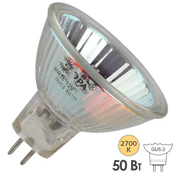 Лампа галогенная ЭРА MR16 50W 12V GU5.3 CL (5055287100184)