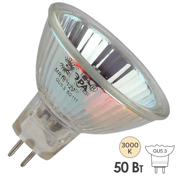 Лампа галогенна ЭРА JCDR MR16 50W 230V GU5.3 CL (5055287100399)