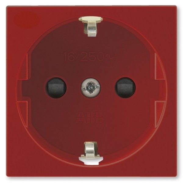 Механизм розетки 45х45 с заземлением и защитными шторками для монтажа в коробку ABB Variant+ красный