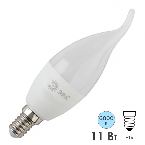 Лампа светодиодная свеча на ветру ЭРА STD LED BXS 11W 860 E14 холодный свет (5056183732745)