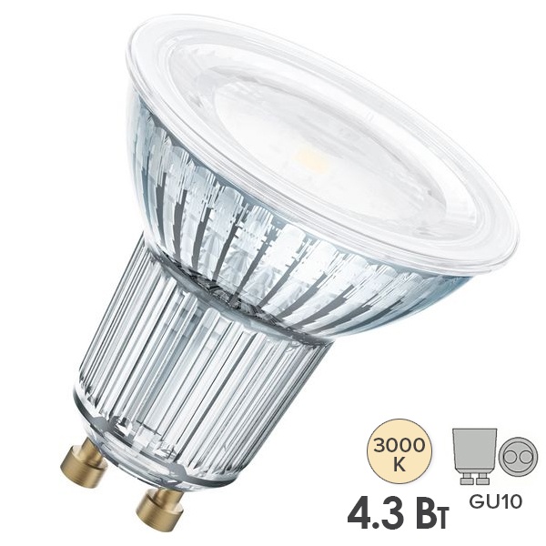 Лампа светодиодная Osram LED PARATHOM PAR16 4.3W/830 (50W) 230V GU10 120° широкий угол 360lm