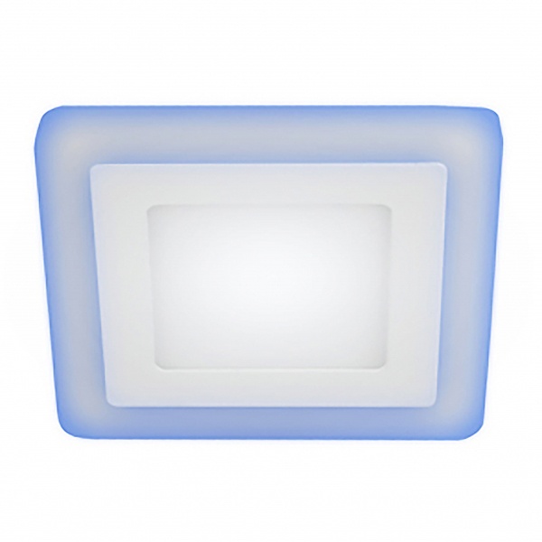 Светильник светодиодный квадратный ЭРА LED 4-9 BL 9W 4000K 220V 540Lm с синей подсветкой