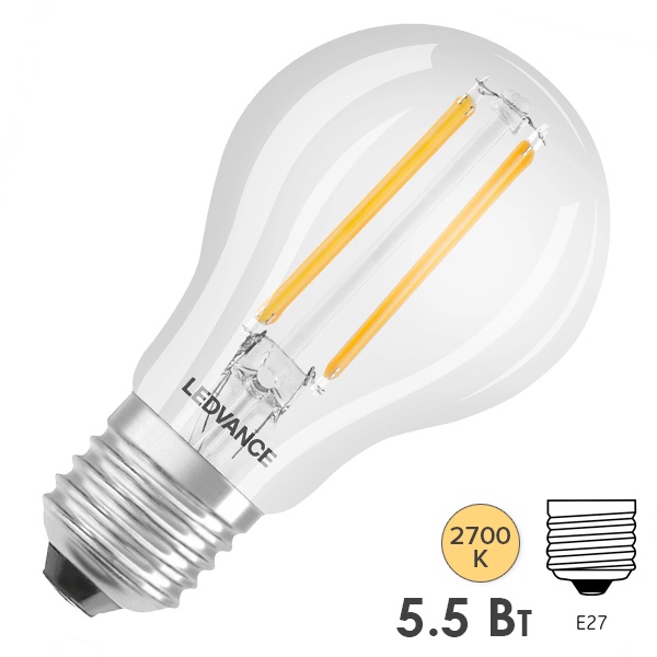 Светодиодная лампа LEDVANCE SMART+ WiFi Filament Classic DIM 60 5.5W 2700K E27 806Lm d60x105mm