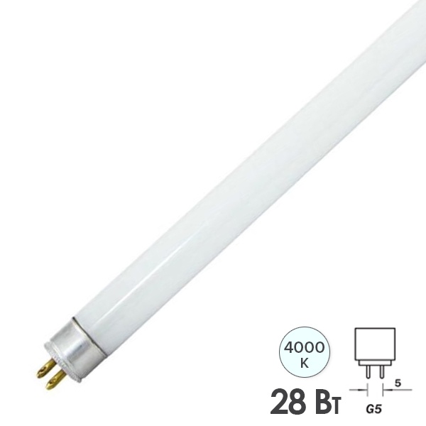 Люминесцентная линейная лампа ЛЛ T5 28W 4000К G5 1163,2mm TDM