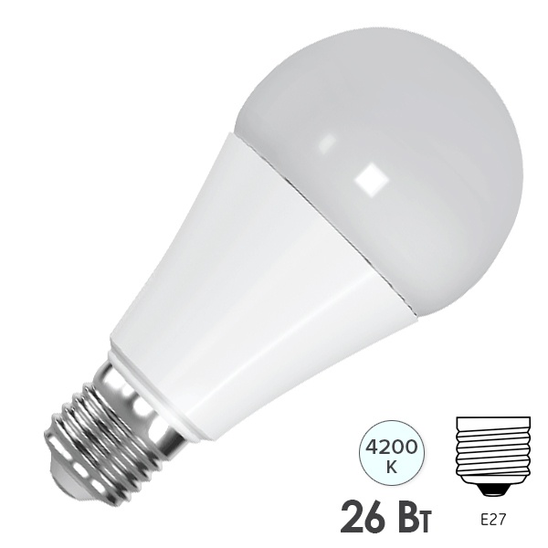 Лампа светодиодная FL-LED-A65 26W 4200К 220V E27 2400Lm белый свет