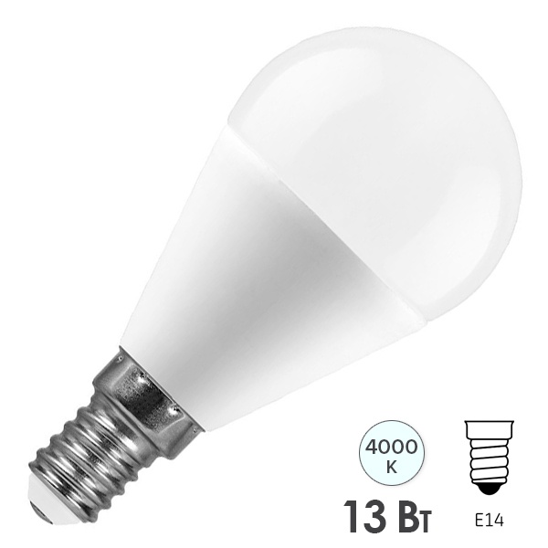 Лампа светодиодная Feron Шарик LB-950 G45 13W 4000K 230V E14