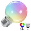 Лампа светодиодная Feron LB-371 Шар прозрачный G60 3W 230V RGB быстрая смена цвета E27