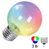 Лампа светодиодная Feron LB-371 Шар прозрачный G60 3W 230V RGB плавная смена цвета E27