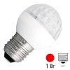 Светодиодная лампа шар 1W 230V E27 9 LED D50mm красная IP65