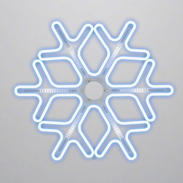Фигура Снежинка из гибкого неона с эффектом тающих сосулек, 60х60см цвет свечения синий/белый IP65