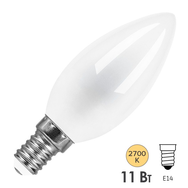 Лампа филаментная светодиодная Свеча Feron LB-713 11W 2700K E14
