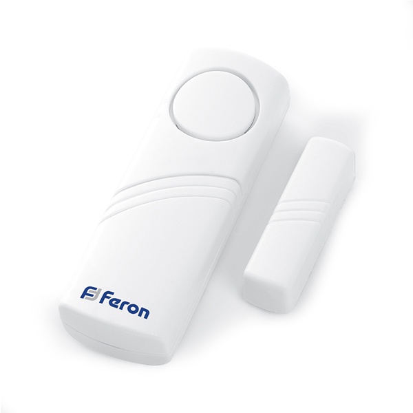 Звонок-сигнализация дверной беспроводной Feron 007-D, 1 мелодия белый питание от батареек 2х1,5V/AAA