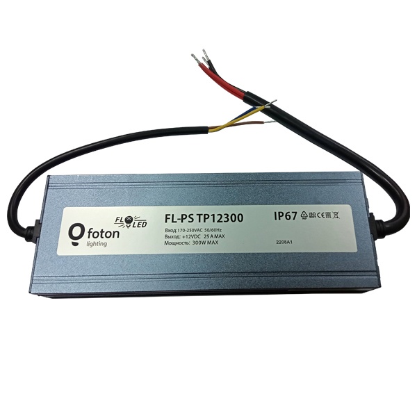 Блок питания FL-PS TP12300 300W 12V IP67 для светодиодной ленты 228x72x32mm 980г