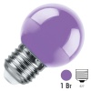 Лампа светодиодная Feron LB-37 Шарик G45 1W фиолетовый 230V E27