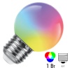 Лампа светодиодная Feron LB-37 Шарик G45 матовый 1W RGB быстрая смена цвета 230V E27