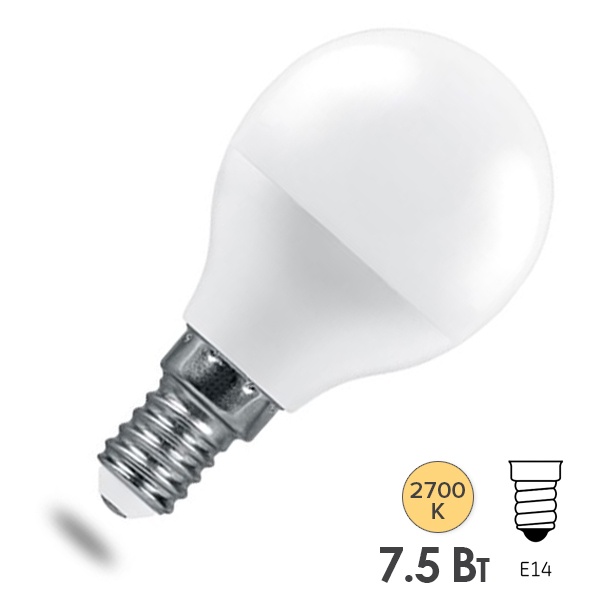 Лампа светодиодная Feron.PRO LB-1407 Шарик G45 7.5W 2700K 230V E14 630Lm используется OSRAM LED