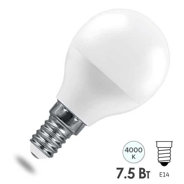 Лампа светодиодная Feron.PRO LB-1407 Шарик G45 7.5W 4000K 230V E14 650Lm используется OSRAM LED