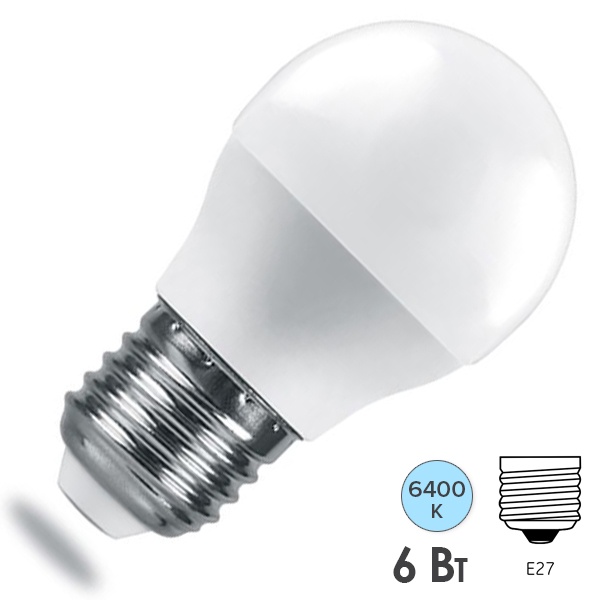Лампа светодиодная Feron.PRO LB-1406 Шарик G45 6W 6400K 230V E27 490Lm используется OSRAM LED