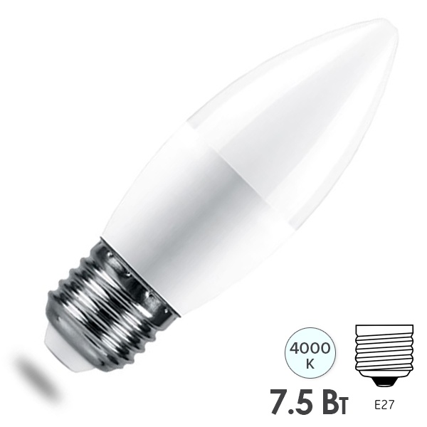 Лампа светодиодная Feron.PRO LB-1307 Свеча C37 7.5W 4000K 230V E27 650Lm используется OSRAM LED