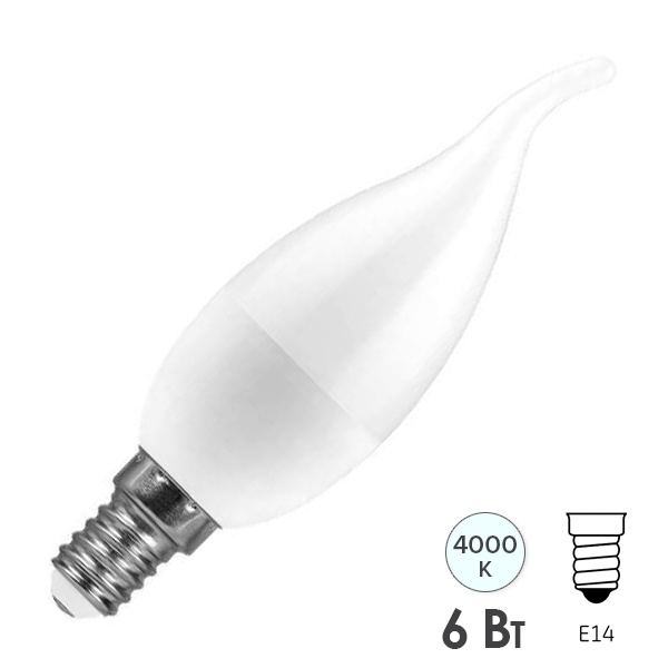 Лампа светодиодная Feron.PRO LB-1306 свеча на ветру C37T 6W 4000K 230V E14 475Lm OSRAM LED