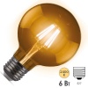 Лампа Gauss Filament G95 6W 620lm 2400К Е27 golden диммируемая LED 220V