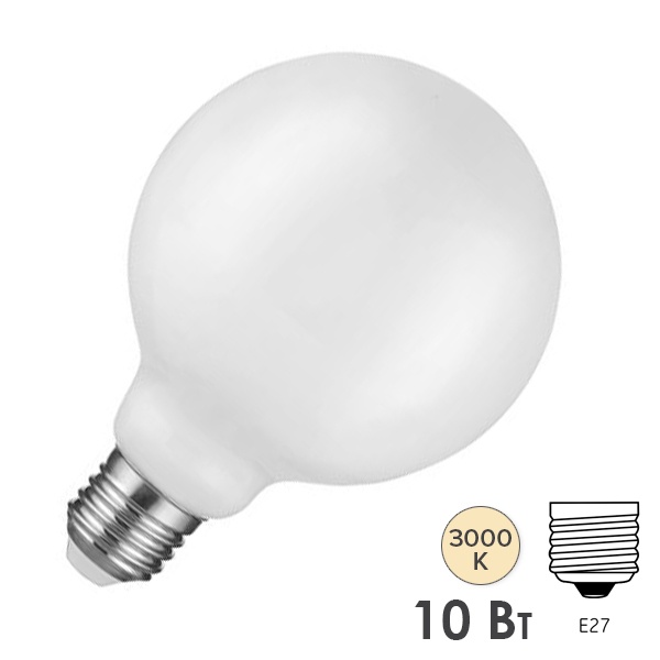 Лампа Gauss Filament G125 10W 3000К 1070lm Е27 milky LED