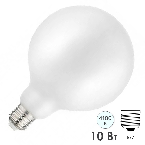 Лампа Gauss Filament G125 10W 4100К 1100lm Е27 milky диммируемая LED