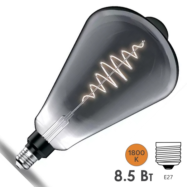Лампа Gauss Filament ST164 8.5W 1800К 165lm Е27 gray flexible LED