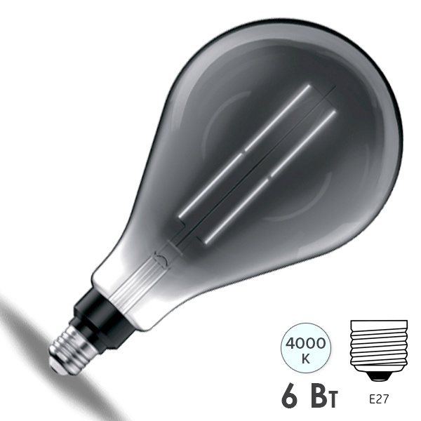 Лампа Gauss Filament PS160 6W 4000К 330lm Е27 gray straight LED